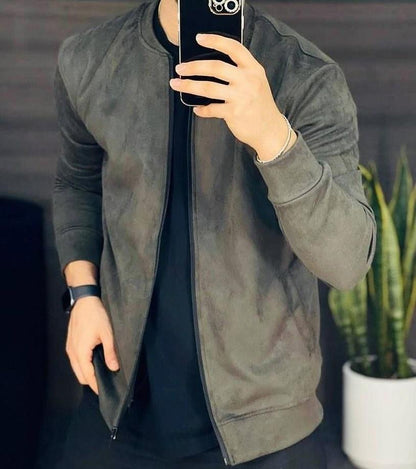 New Men's Casual Suede Lightweight Sweatshirt Jacket