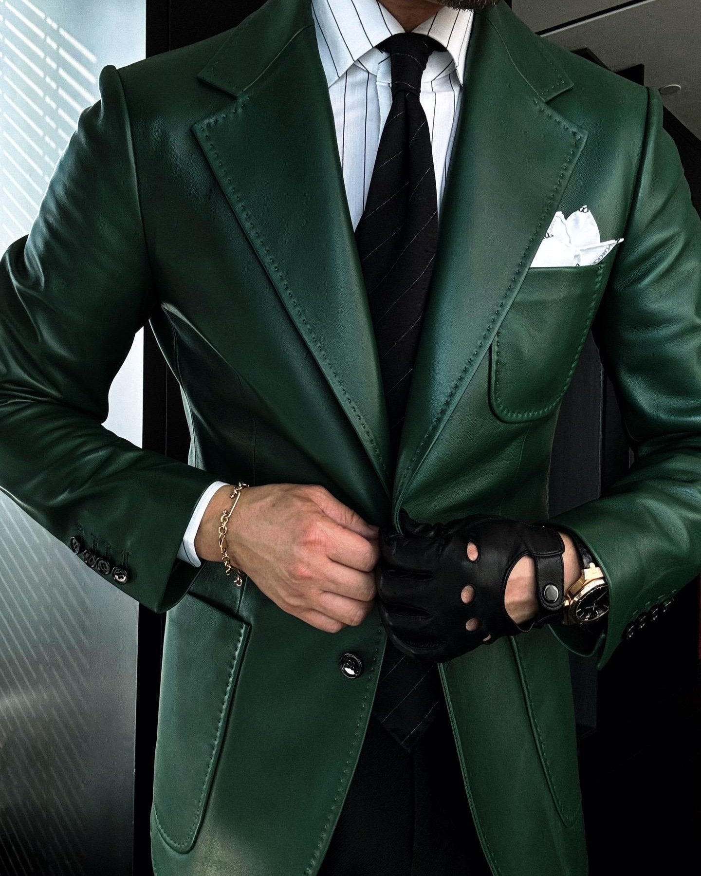 Classic Men's Leather Blazer Coat