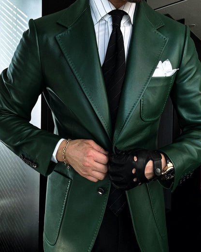 Classic Men's Leather Blazer Coat