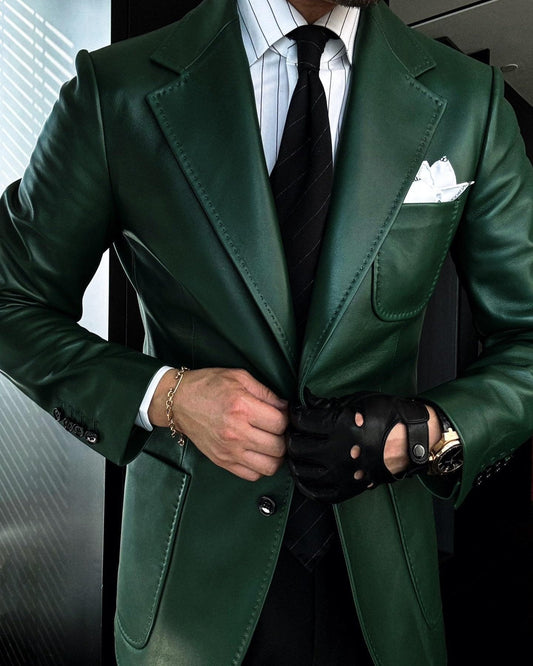 Classic Men's Leather Blazer Coat