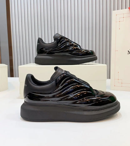 Black Patent and Leather Oversized Sneakers