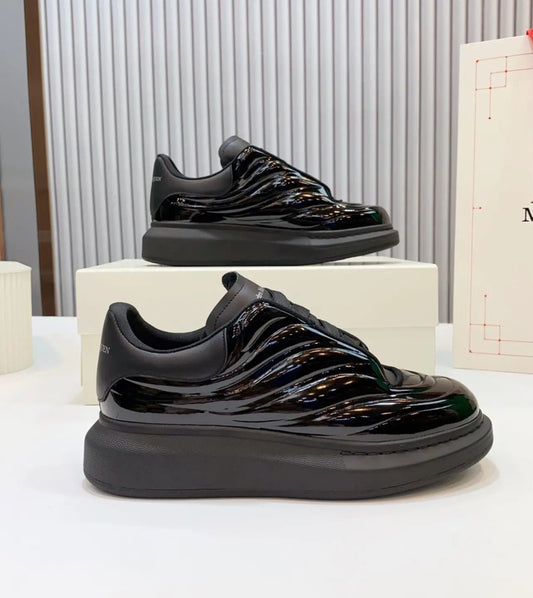 Black Patent and Leather Oversized Sneakers