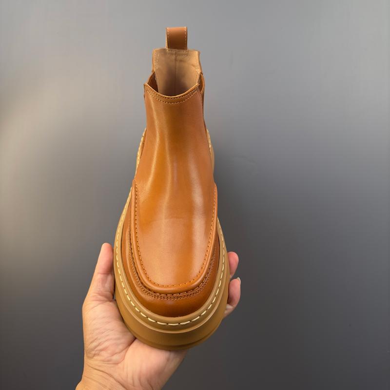 Men's New Thick-Soled Solid Color Casual Slip-On Retro Boots