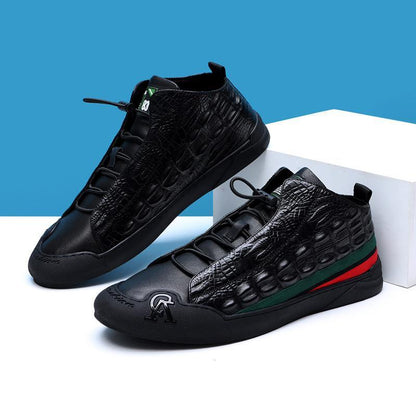 Men's High Top Crocodile Pattern Casual Shoes