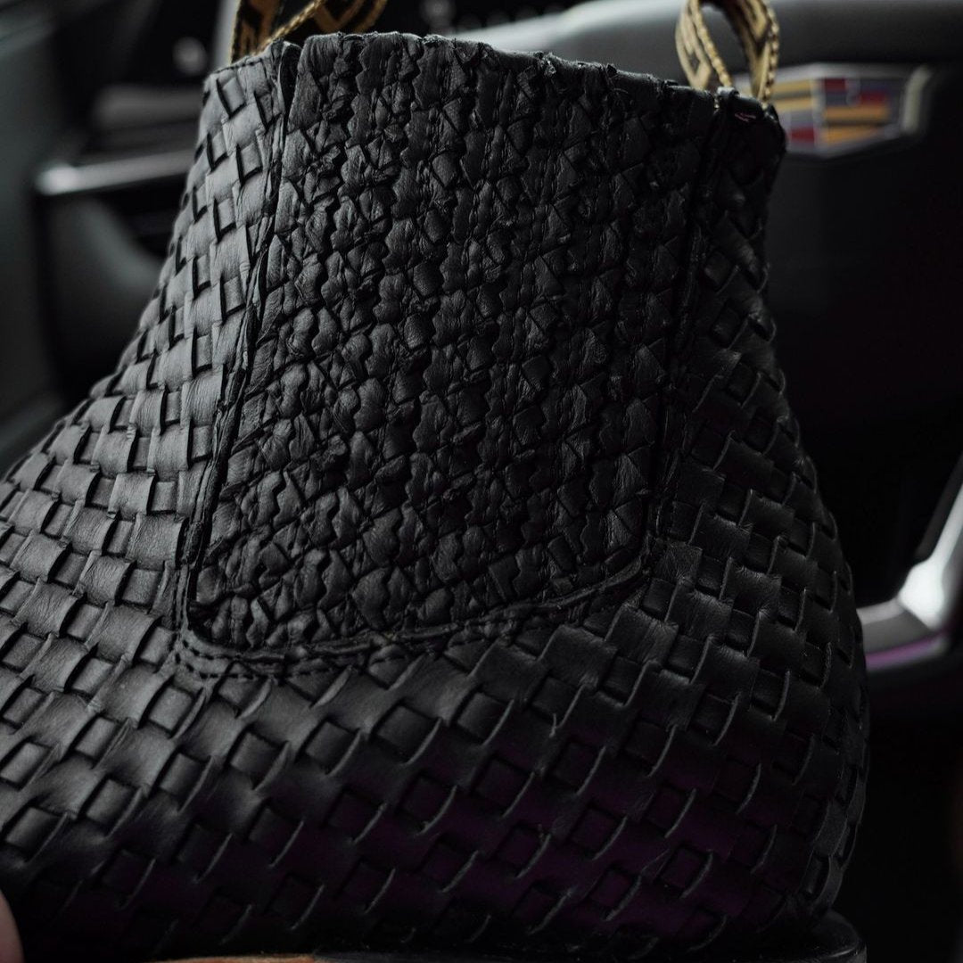 Hand-Woven Cowhide Cowboy Boots