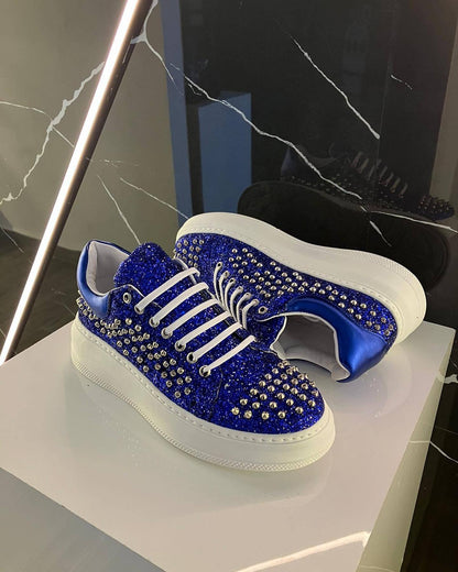 Men's Fashion Rivet Rhinestone Lace-Up Shoes