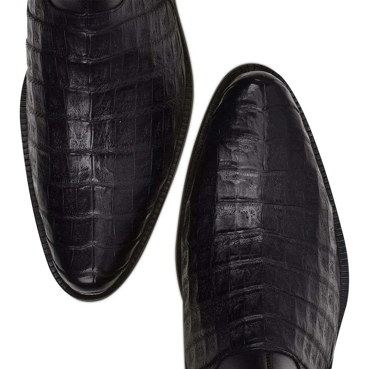 Black Dress Casual Caiman Leather Ankle Boots For Men