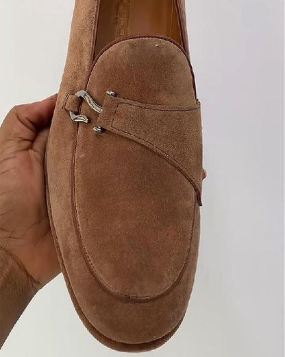 Khaki Buckle Monk Shoes