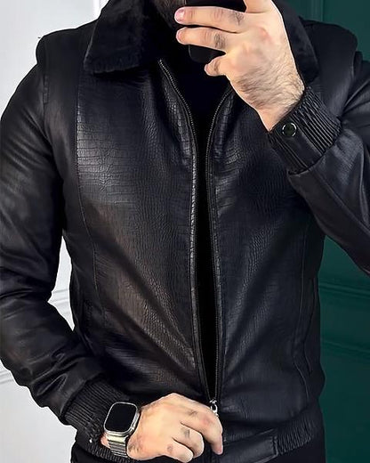 Leather Jacket With Fur Collar