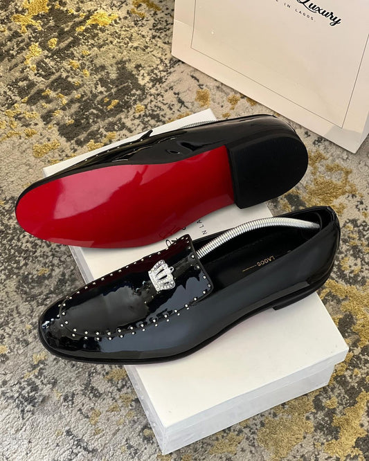 Men's Crown Logo Thin Sole Moccasin Loafers