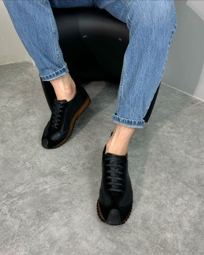 Trendy Leather Lace-Up Soft-Soled Sneakers