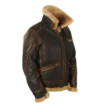 Men's Outdoor Casual Lapel Zip Fleece Thick Leather Jacket