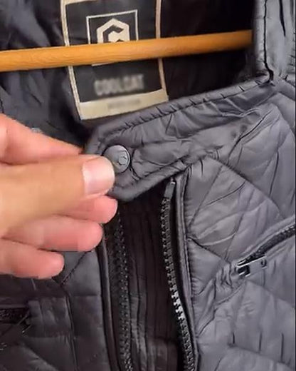 Crew Neck Twill Quilted Biker Jacket