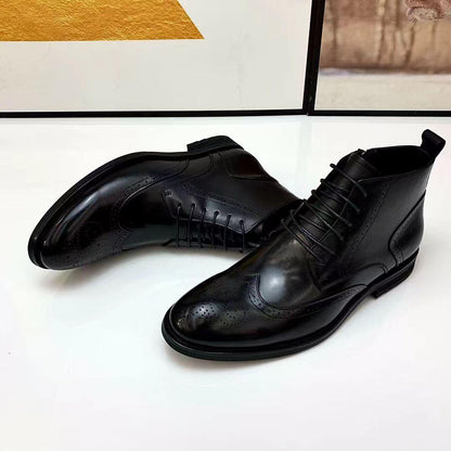 Men's Handmade Lace Up Side Zipper Ankle Boots