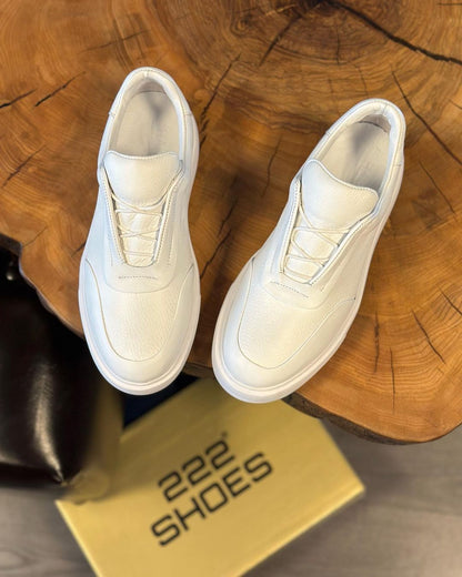 White Lace-Up Casual Sports Shoes