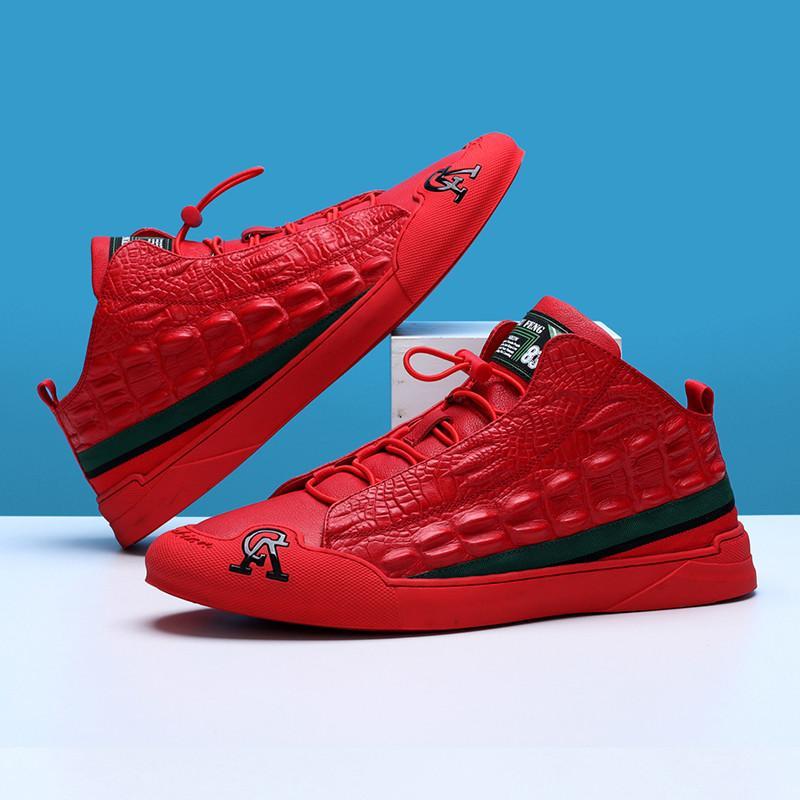Men's High Top Crocodile Pattern Casual Shoes