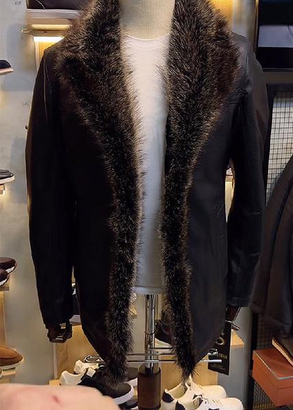 Fashion Faux Fur Collar Thick Warm Men's Coat