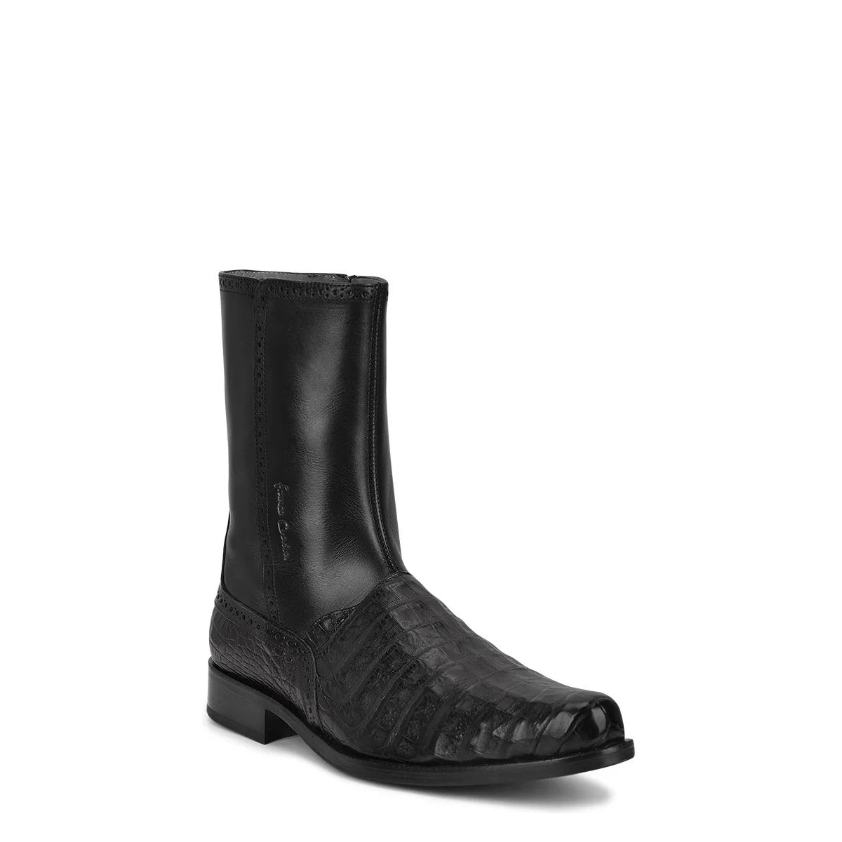 Black Dress Casual Caiman Leather Ankle Boots For Men