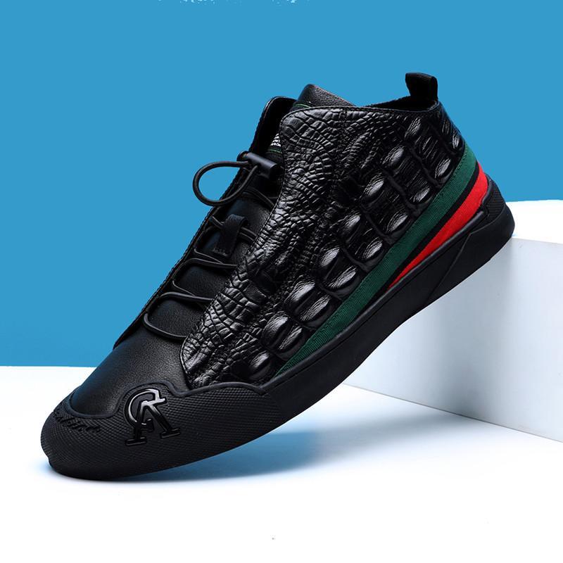 Men's High Top Crocodile Pattern Casual Shoes
