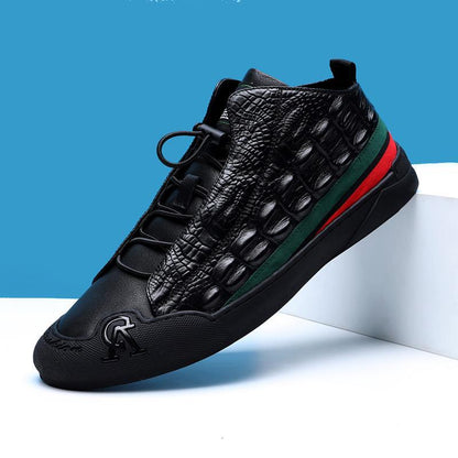 Men's High Top Crocodile Pattern Casual Shoes