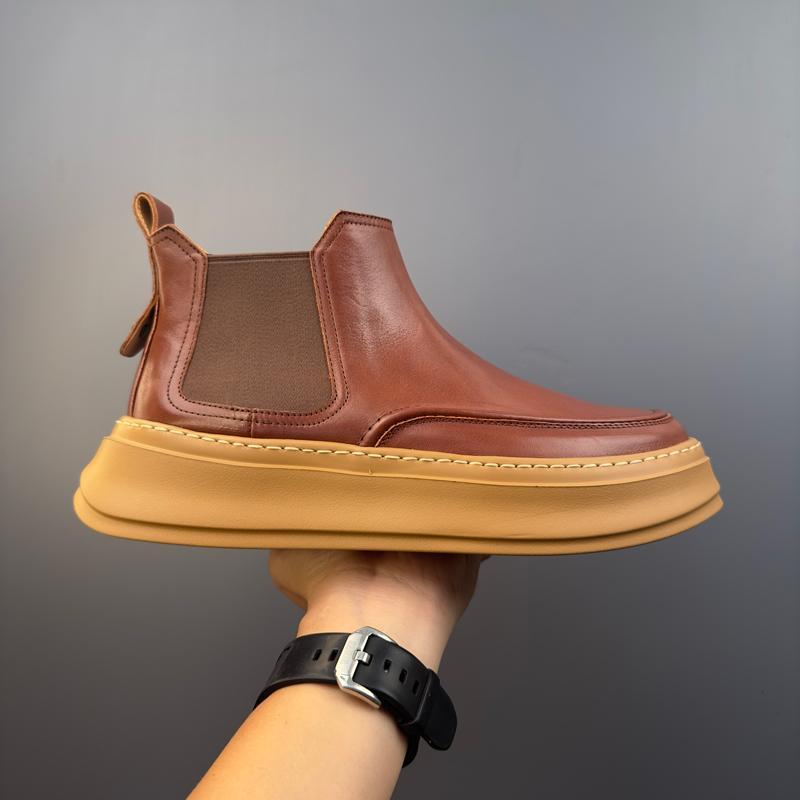 Men's New Thick-Soled Solid Color Casual Slip-On Retro Boots