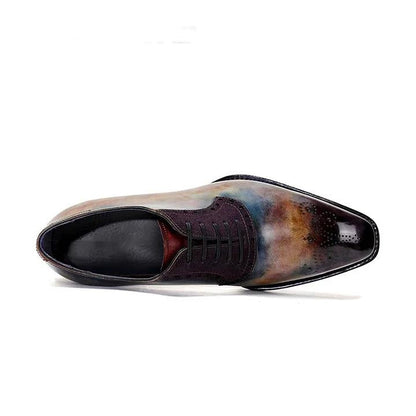 Galaxy Calfskin Fiddle Back Handmade Goodyear Polished Oxford Business Shoes