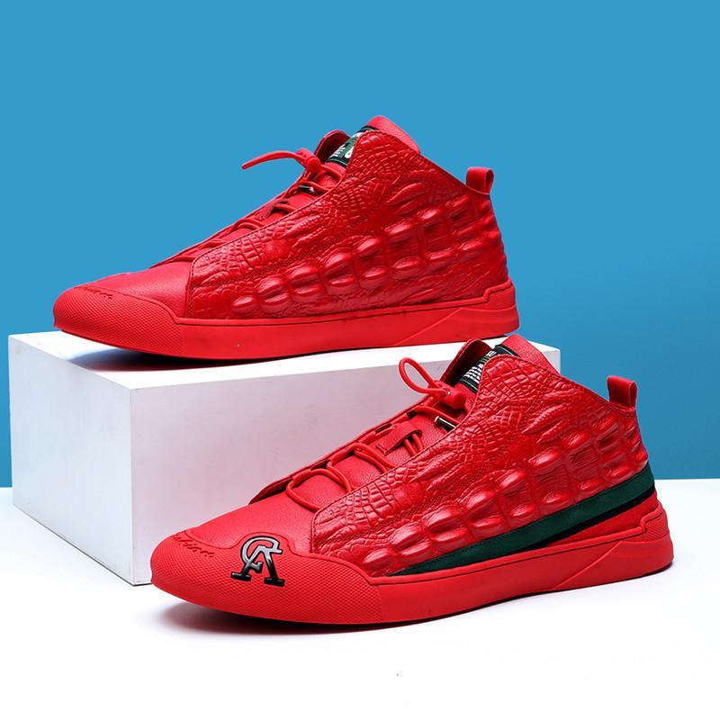 Men's High Top Crocodile Pattern Casual Shoes