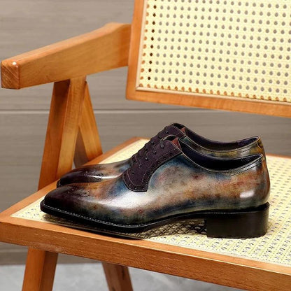 Galaxy Calfskin Fiddle Back Handmade Goodyear Polished Oxford Business Shoes