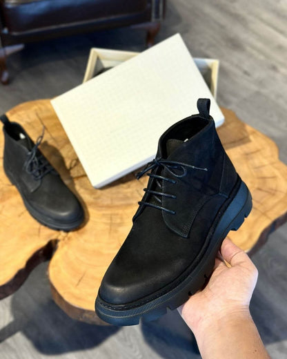 Suede Distressed Lace-Up Boots