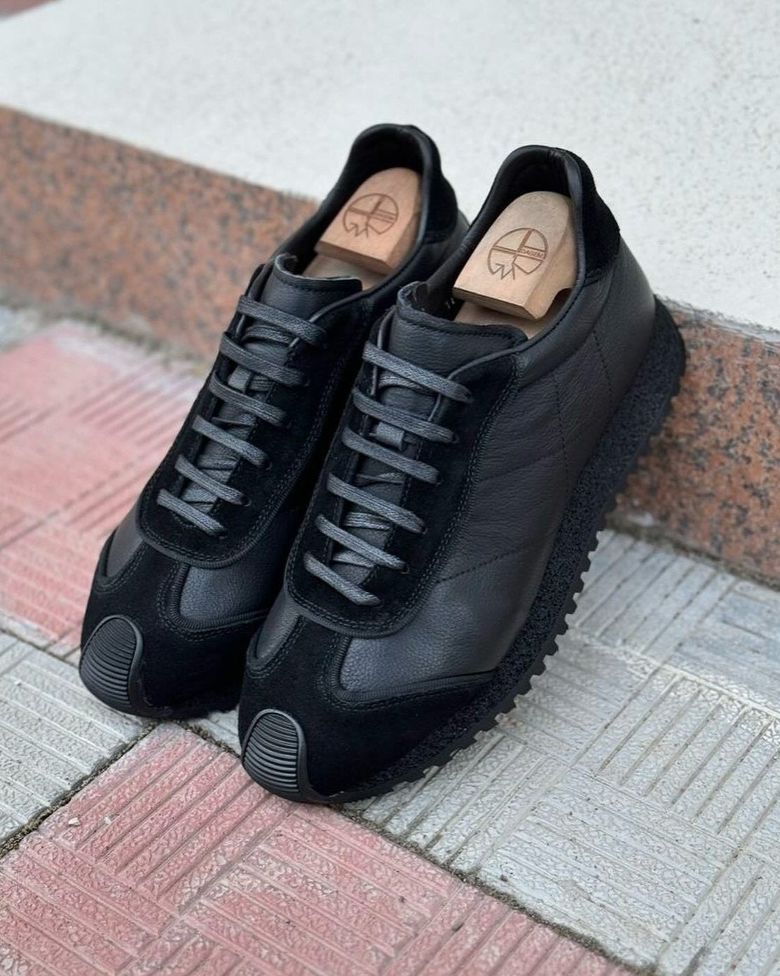 Trendy Leather Lace-Up Soft-Soled Sneakers