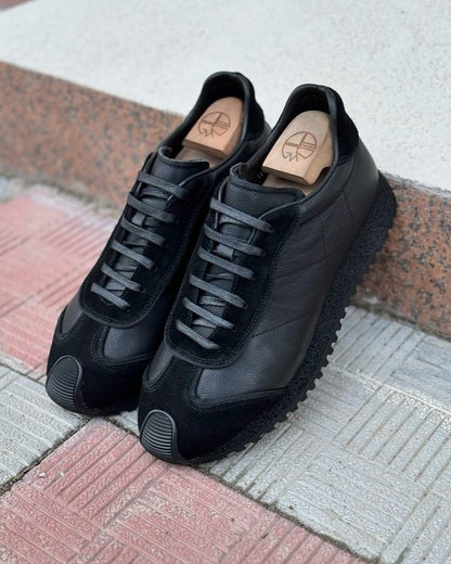 Trendy Leather Lace-Up Soft-Soled Sneakers