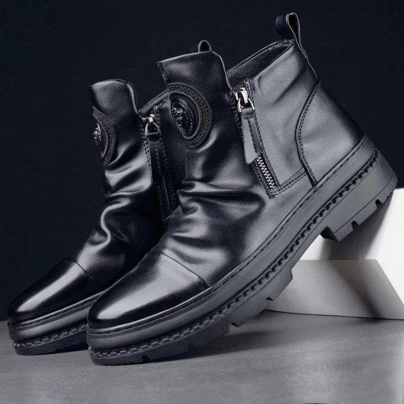 Men's Handmade Zipper Leather Martin Boots