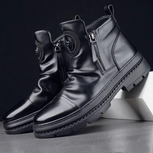 Men's Handmade Zipper Leather Martin Boots