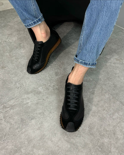 Trendy Leather Lace-Up Soft-Soled Sneakers