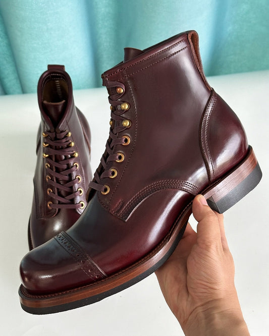 Men's Handmade lace-up Museum Calf Boots