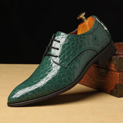 Men's Handmade Textured Shiny Leather Shoes