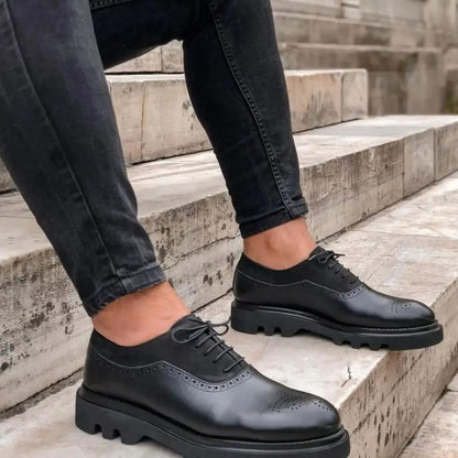 New Men's Classic Genuine Leather And Suede Spliced Casual Shoes