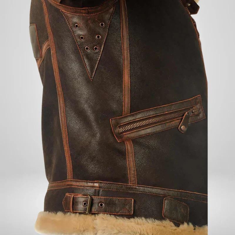 Men's Outdoor Casual Lapel Zip Fleece Thick Leather Jacket