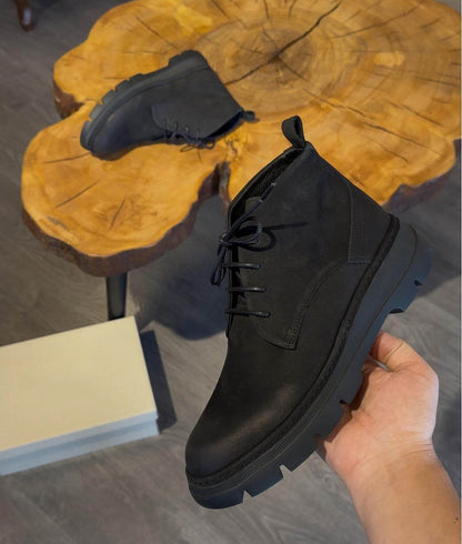 Suede Distressed Lace-Up Boots