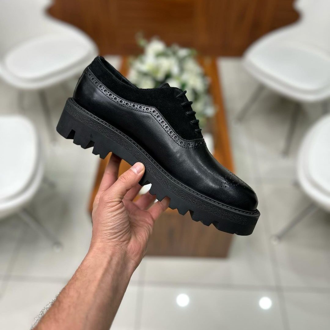 New Men's Classic Genuine Leather And Suede Spliced Casual Shoes