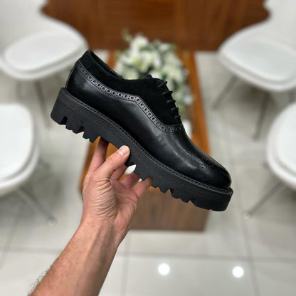 New Men's Classic Genuine Leather And Suede Spliced Casual Shoes