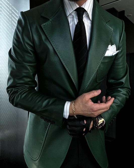 Classic Men's Leather Blazer Coat