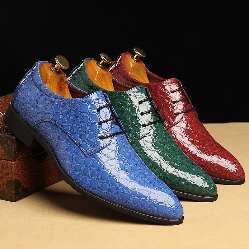 Men's Handmade Textured Shiny Leather Shoes