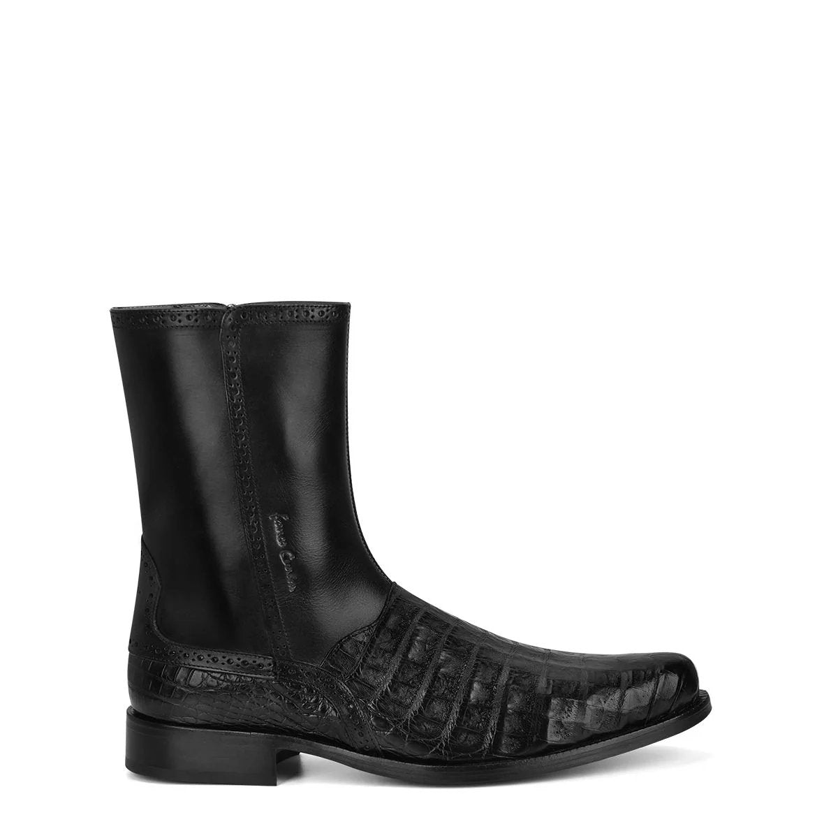 Black Dress Casual Caiman Leather Ankle Boots For Men