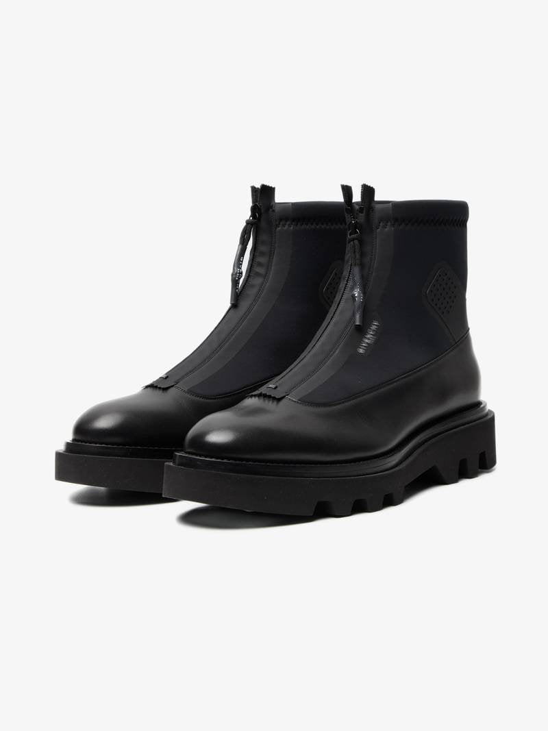 Exquisite Black Handmade Zip-Up Platform Boots