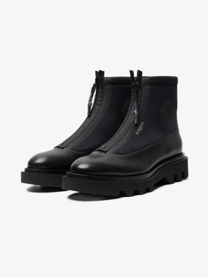 Exquisite Black Handmade Zip-Up Platform Boots