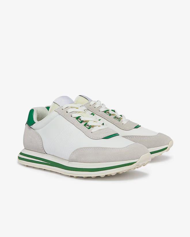 White Sneakers For Man With Green Decorate