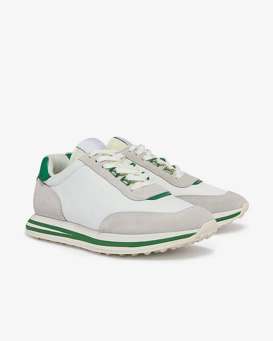 White Sneakers For Man With Green Decorate