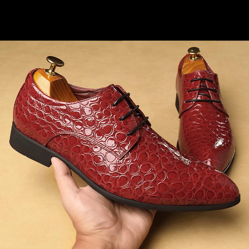 Men's Handmade Textured Shiny Leather Shoes