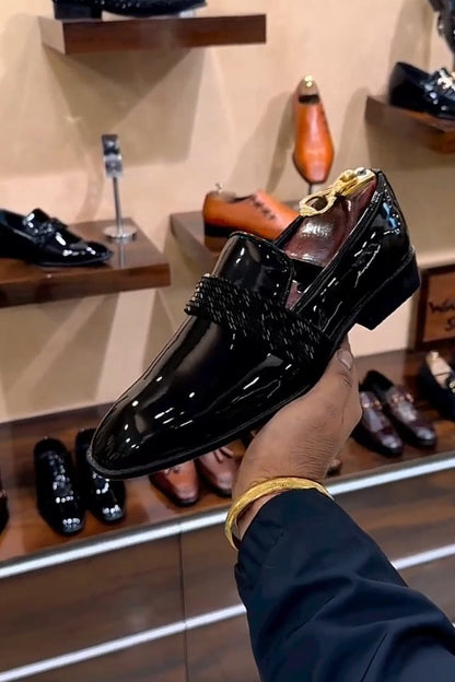 Trendy shiny diamond men's leather shoes